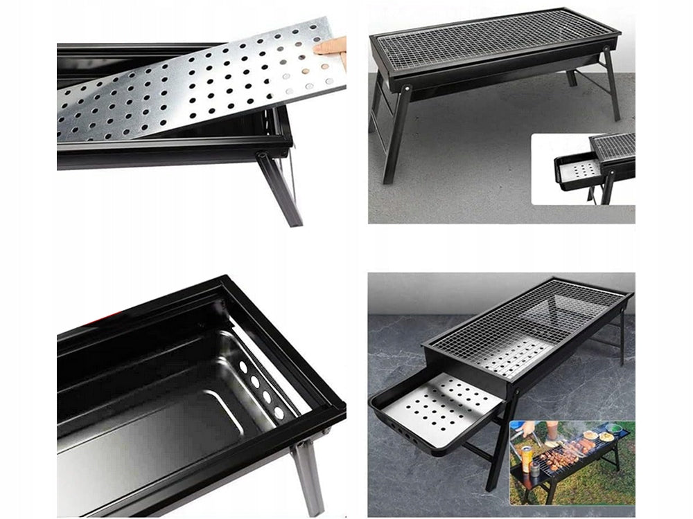 Gratar camping portabil, Zola, rezistent la conditiile meteorologice, reutilizabil, 60x32x22 cm, negru Gratar camping portabil, Zola, rezistent la conditiile meteorologice, reutilizabil, 60x32x22 cm, negru